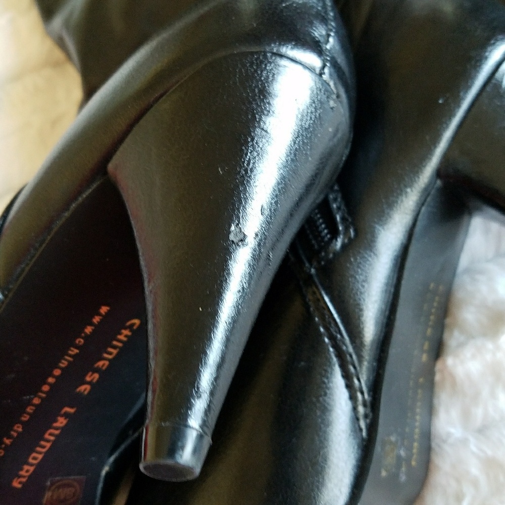Chinese Laundry shiny black thigh high boots side zip 8M NWOT never worn - Picture 3 of 8